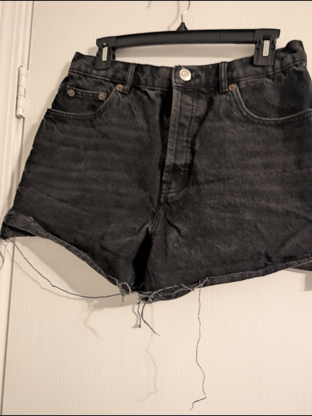 Zara Black Distressed Denim Cutoff Shorts